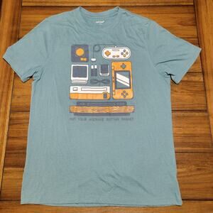 Old Navy Teal Unisex Tee "Not Your Average Button Masher" - Size Medium